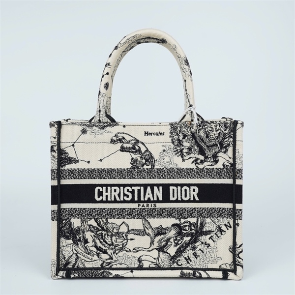 Túi Dior Tote trắng họa tiết đen (50-MA-1221) sz26 (TL) KG+