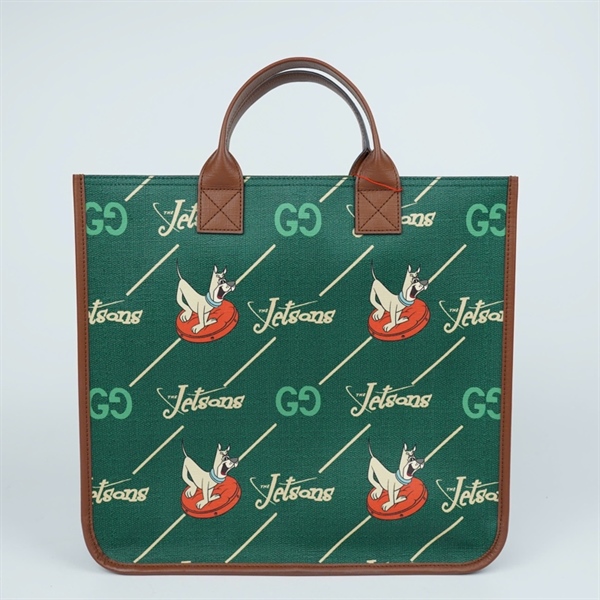 Túi GG Tote xanh in hình (550763-527066) sz33 (TL) KG+