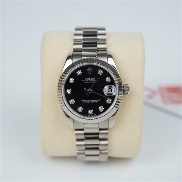 Đồng hồ Rolex vàng trắng mặt đen (D919813) sz33.5 (HC) KG+