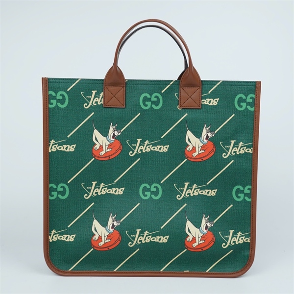 Túi GG Tote xanh in hình (550763-527066) sz33 (TL) KG+