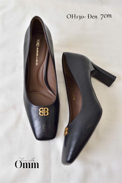 OH130 Giày gót trụ 7cm mũi vuông