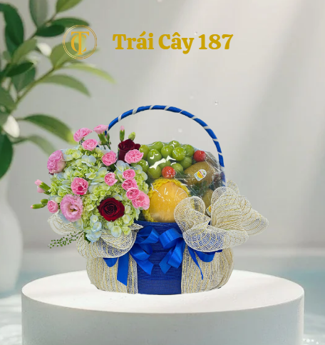Giỏ Trái Cây Nhập Khẩu Mix Hoa Cẩm Tú Cầu