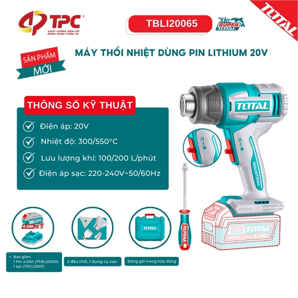 Máy thổi nhiệtdùng pinLithium 20V Total TBLI20065