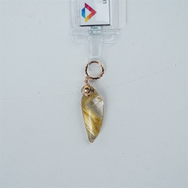 Charm mặt dây đá thạch anh tóc lớn bọc vàng (699869)+