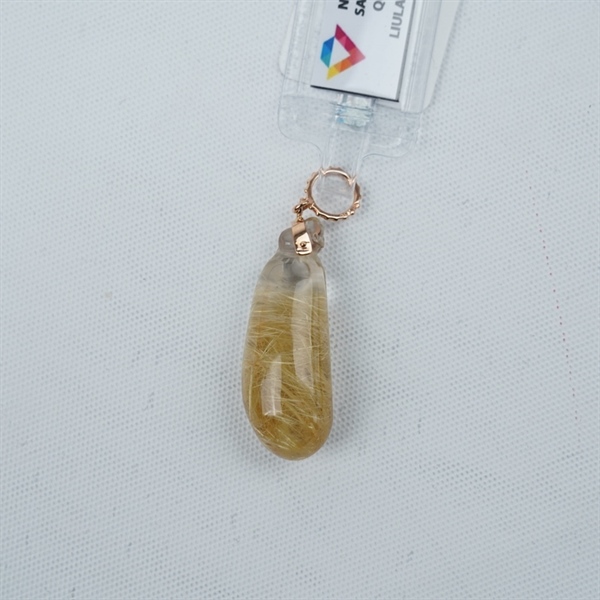 Charm mặt dây đá thạch anh tóc lớn bọc vàng (459325)+