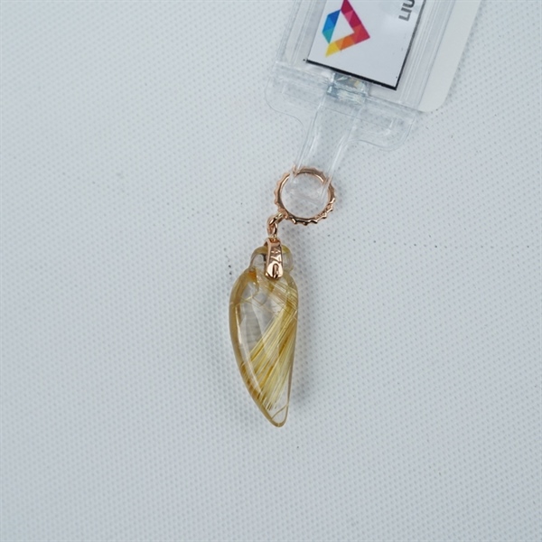 Charm mặt dây đá thạch anh tóc lớn bọc vàng (699869)+