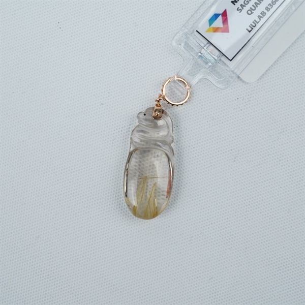 Charm mặt dây đá thạch anh tóc lớn bọc vàng (836687)+