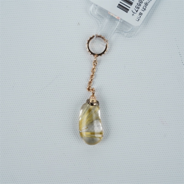 Charm mặt dây đá thạch anh tóc lớn bọc vàng (356657)+