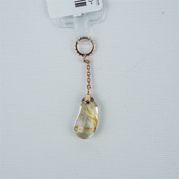 Charm mặt dây đá thạch anh tóc lớn bọc vàng (356657)+