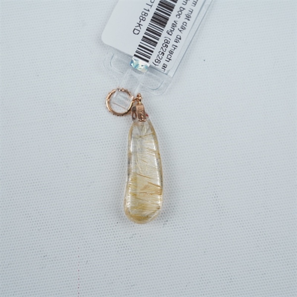 Charm mặt dây đá thạch anh tóc lớn bọc vàng (852528)+