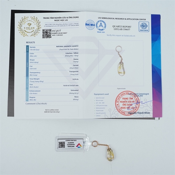 Charm mặt dây đá thạch anh tóc lớn bọc vàng (356657)+