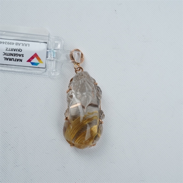 Charm mặt dây đá thạch anh tóc lớn bọc vàng (499244)+