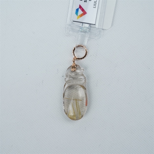 Charm mặt dây đá thạch anh tóc lớn bọc vàng (836687)+