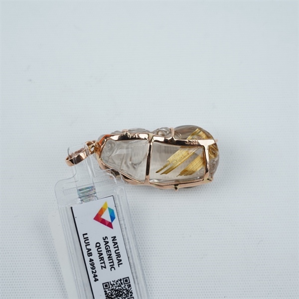 Charm mặt dây đá thạch anh tóc lớn bọc vàng (499244)+