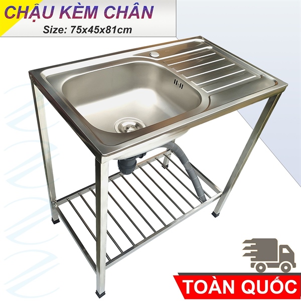 Chậu chén có chân CH7545R 1 hộc 1 cánh