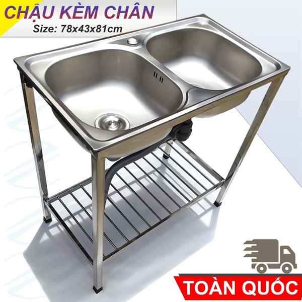 Chậu chén có chân CH7843R 2 hộc