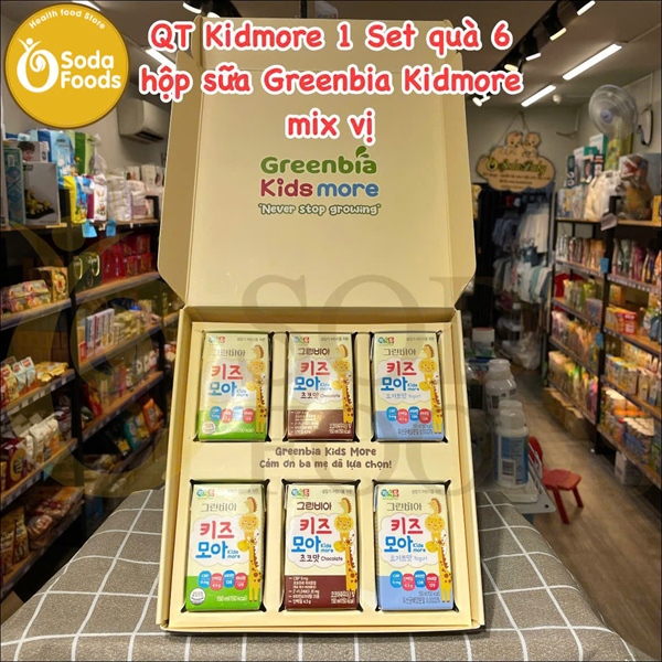 QT Kidmore 1 Set quà 6 hộp sữa Greenbia Kidmore mix vị