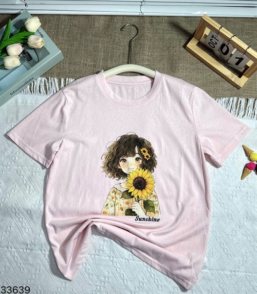 33639-Áo thun hồng cô gái hướng dương