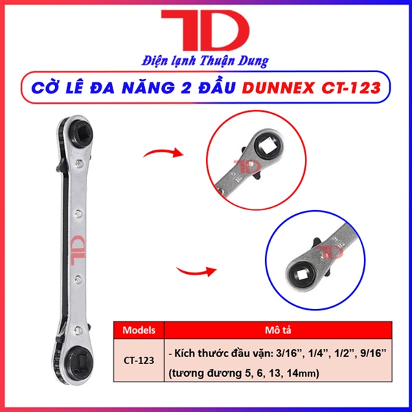 Cờ lê Ratchet chuyên nghiệp Dunnex CT-123, Tròn vặn đa năng, cờ lê đa năng, 3/16", 1/4", 1/2", 9/16" (thùng 100 cái)