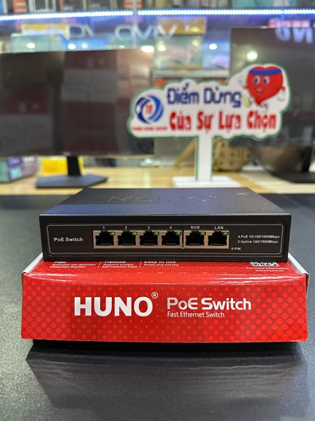 Switch Poe HUNO HN-1004P-GE 1000MB (màu đỏ)