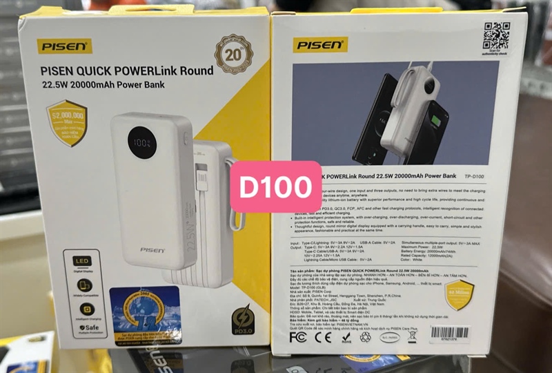 Sạc dự phòng PISEN TS-D100 20.000mAh 22.5W