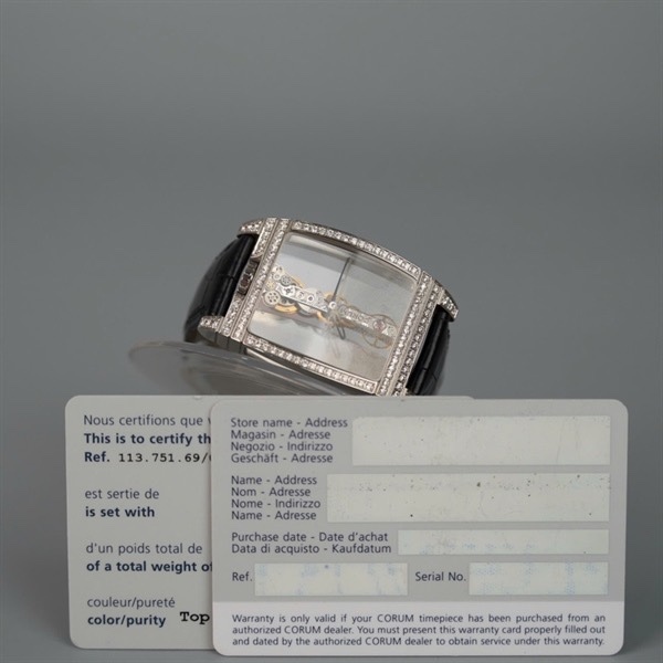 Đồng hồ Corum mặt vuông dây đen kim zin (2200695) sz31.8 (HC) KG+