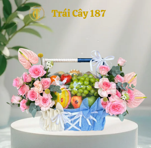 Giỏ Trái Cây Nhập Khẩu Mix Hoa Hồng, Hoa Hồng Môn