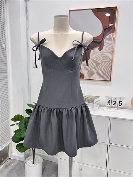 Đầm 2 dây cúp ngực phối nơ
