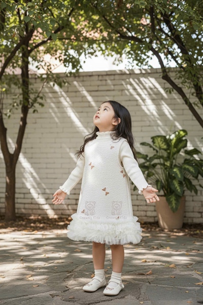 Set váy dạ kem nơ Sabrina 3532