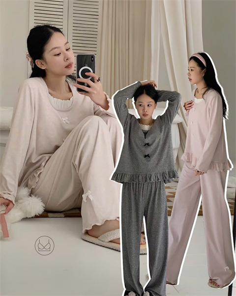 Bộ ngủ thu đông DSTUDIO phong cách nơ nữ tính D25168 (kèm lót ngực)