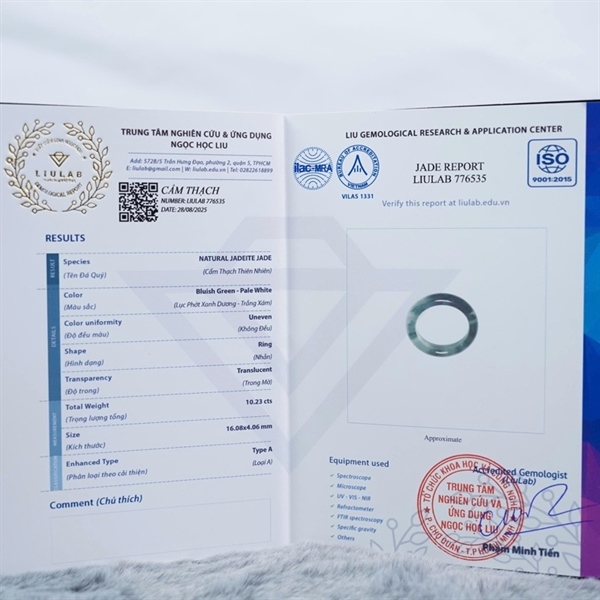 Nhẫn cẩm thạch xanh My sz16.08-4.06 (776535) KG+