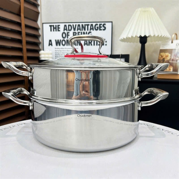S1540 - C150 Bộ Nồi Kèm Xửng Hấp 26cm Chockmen 2 Tầng Mẫu Mới CKM-ZD3L26Z [T2]