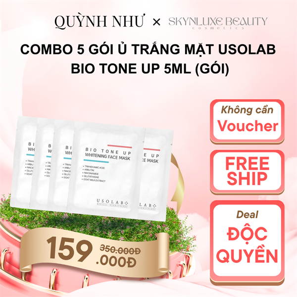 Combo 5 Gói Ủ Trắng Mặt Usolab Bio Tone Up Whitening Face Mask 5ml (Gói)