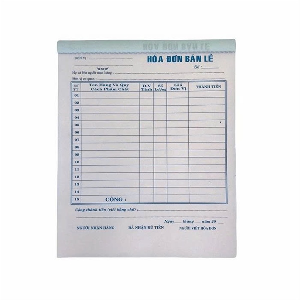 Hóa đơn bán lẻ dày A5/DL60