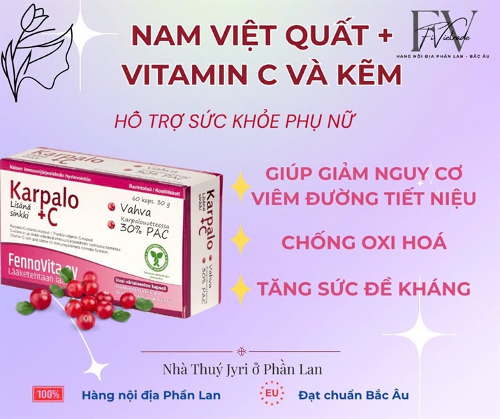 Viên uống Nam Việt quất Karpalo 60v