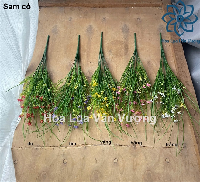 Sam cỏ - hồng - Hoa cành ngắn - Hoa Lụa Vân Vượng