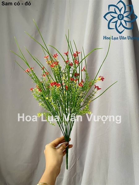 Sam cỏ - đỏ - Hoa cành ngắn - Hoa Lụa Vân Vượng