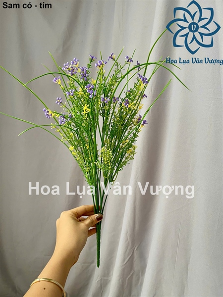 Sam cỏ - tím - Hoa cành ngắn - Hoa Lụa Vân Vượng
