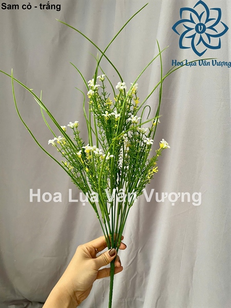 Sam cỏ - trắng - Hoa cành ngắn - Hoa Lụa Vân Vượng