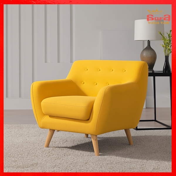 Ghế Sofa Đơn Scandinavian Vải Nỉ Vàng Mustard – Thiết Kế Hiện Đại & Năng Động