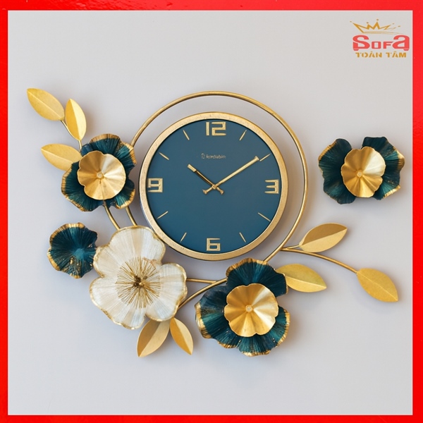 Đồng Hồ Treo Tường Nghệ Thuật Hoa Kim Tuyến – Xanh Ngọc Sang Trọng