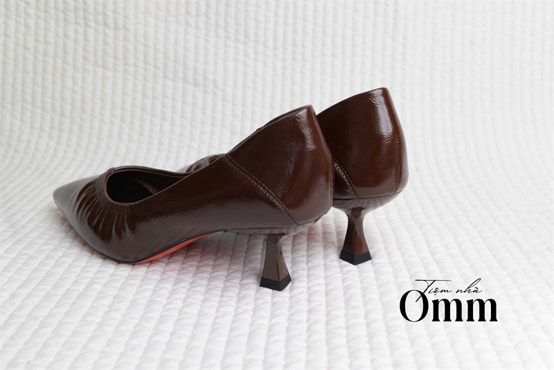 Oh136 Giày da nhún gót 5cm