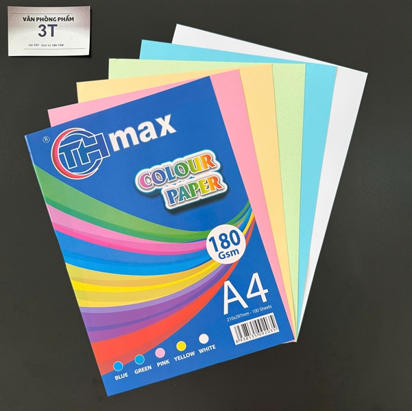Giấy bìa A4 180GSM (giấy cứng) TH màu Pastel