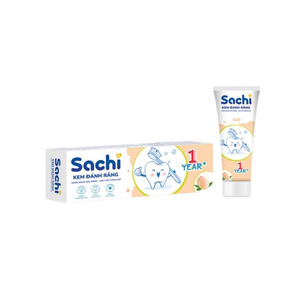 Kem đánh răng Sachi hương đào 60g cho bé từ 1 tuổi trở lên - Sohaco
