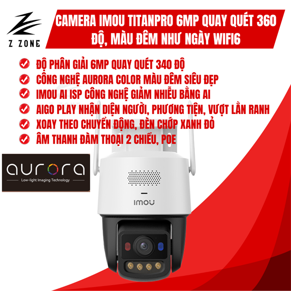Camera Imou Titan Pro 6MP Quay Quét 360 Độ, Màu Đêm Như Ngày Wifi 6