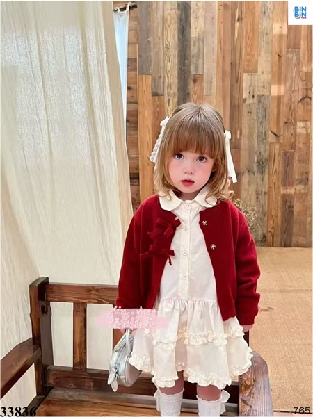 33836- Set 2 CT đầm thủy thủ + áo len đỏ