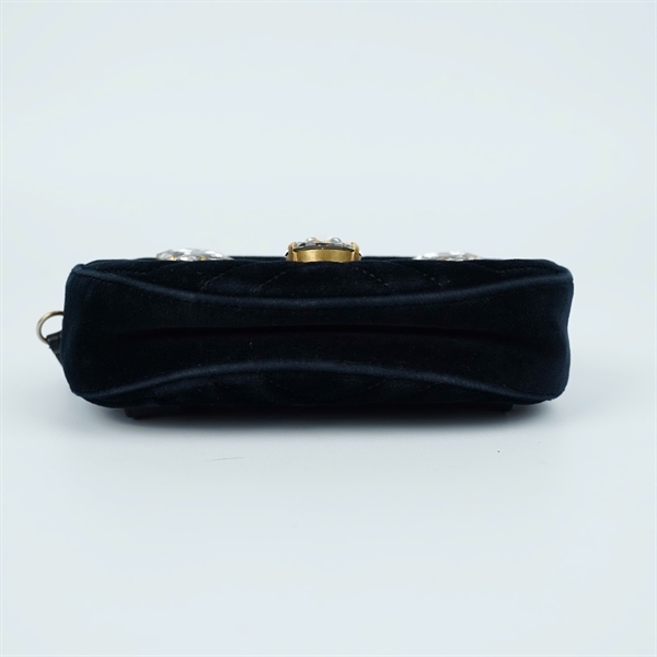 Túi GG Bumbag đen đính đá (476434-525040) sz17 (MV) KG+