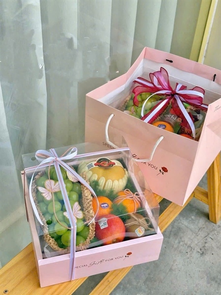 SET Hộp quà trái cây nắp gương - kèm túi giấy