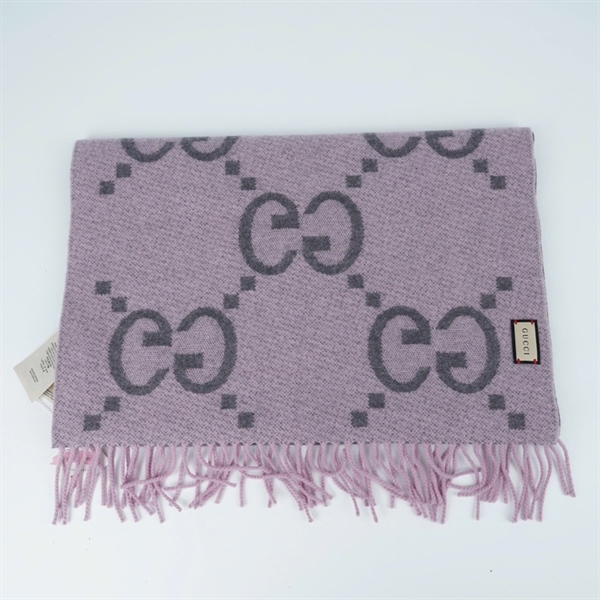 Khăn GG xám chữ hồng sz44x176 (PN) KG+