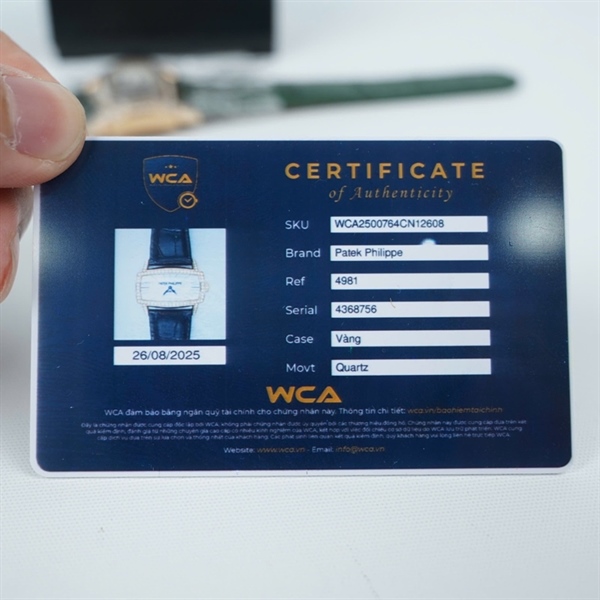 Đồng hồ Patek Philippe mặt chữ nhật dây xanh kim zin sz39.5 (HC) KG+